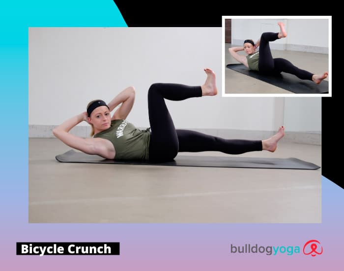 beginner yoga - bicycle crunch for core strength
